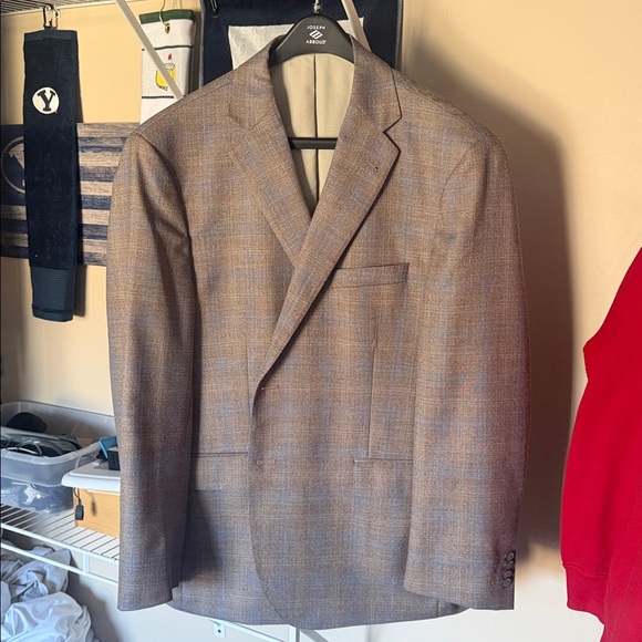 Joseph Abboud Gray Blue Brown Plaid Sport Coat Mens